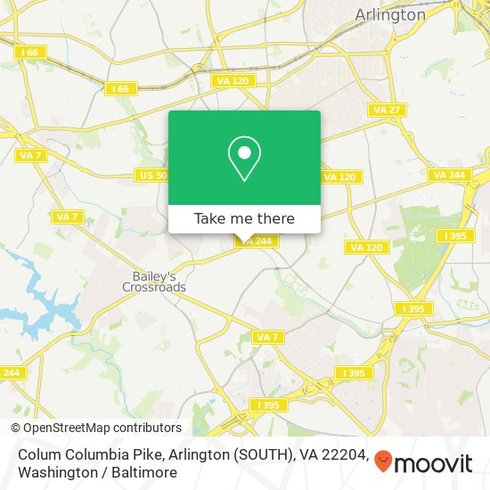 Mapa de Colum Columbia Pike, Arlington (SOUTH), VA 22204