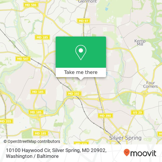 Mapa de 10100 Haywood Cir, Silver Spring, MD 20902