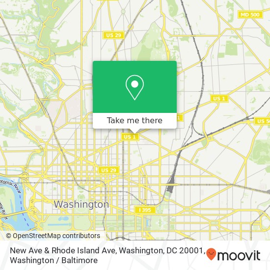 Mapa de New Ave & Rhode Island Ave, Washington, DC 20001