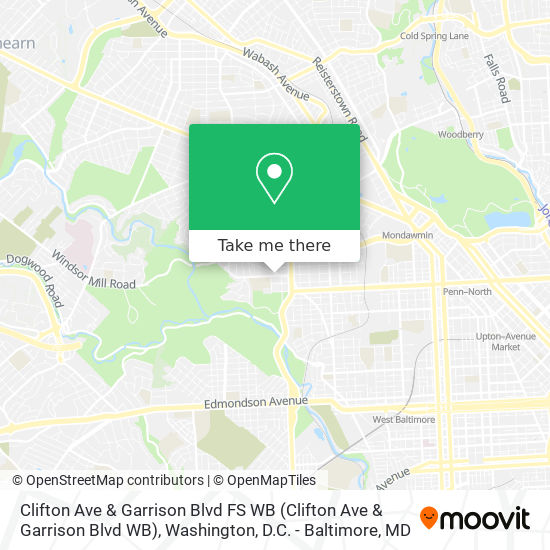 Clifton Ave & Garrison Blvd FS WB map