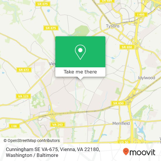 Mapa de Cunningham SE VA-675, Vienna, VA 22180