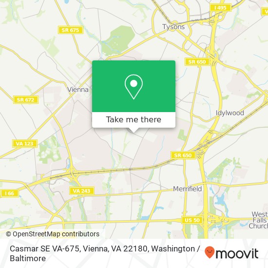 Mapa de Casmar SE VA-675, Vienna, VA 22180