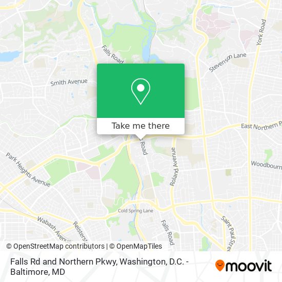 Falls Rd and Northern Pkwy map