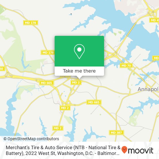 Mapa de Merchant's Tire & Auto Service (NTB - National Tire & Battery), 2022 West St