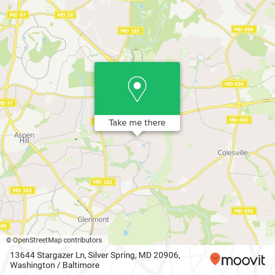 Mapa de 13644 Stargazer Ln, Silver Spring, MD 20906