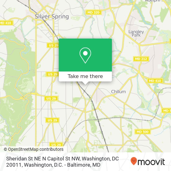Mapa de Sheridan St NE N Capitol St NW, Washington, DC 20011