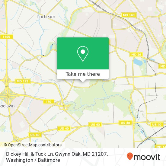 Dickey Hill & Tuck Ln, Gwynn Oak, MD 21207 map