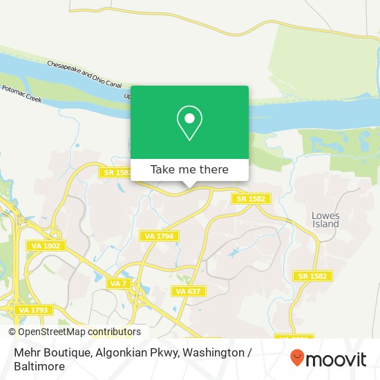 Mapa de Mehr Boutique, Algonkian Pkwy