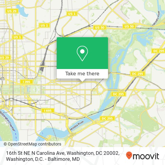 Mapa de 16th St NE N Carolina Ave, Washington, DC 20002