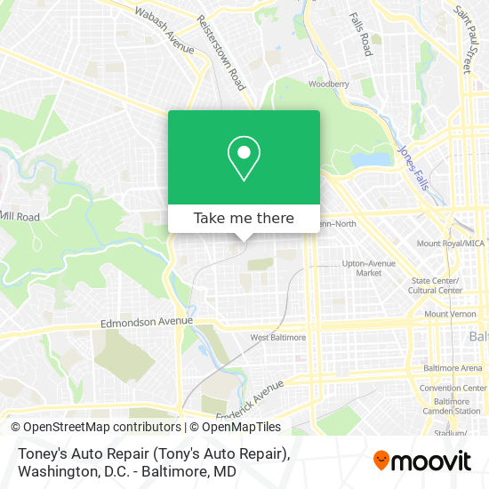 Toney's Auto Repair map