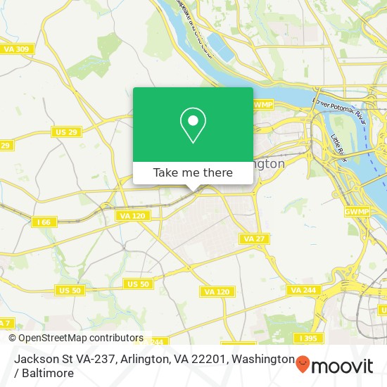 Mapa de Jackson St VA-237, Arlington, VA 22201