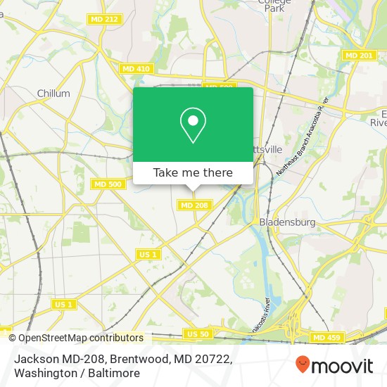 Mapa de Jackson MD-208, Brentwood, MD 20722