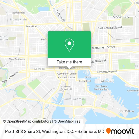 Pratt St S Sharp St map