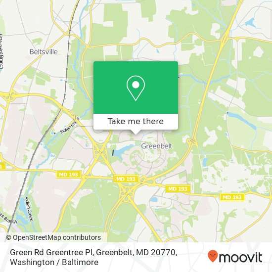 Mapa de Green Rd Greentree Pl, Greenbelt, MD 20770