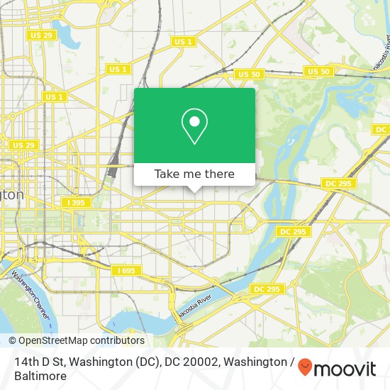Mapa de 14th D St, Washington (DC), DC 20002