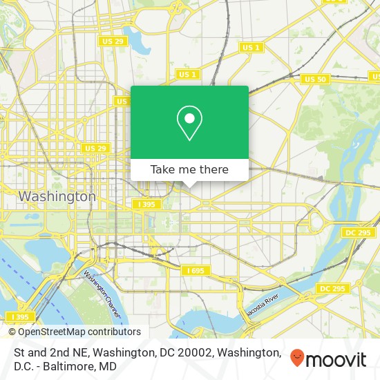 Mapa de St and 2nd NE, Washington, DC 20002