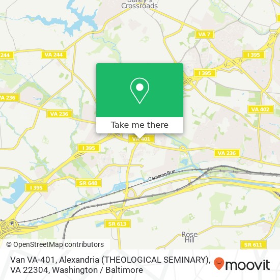 Mapa de Van VA-401, Alexandria (THEOLOGICAL SEMINARY), VA 22304
