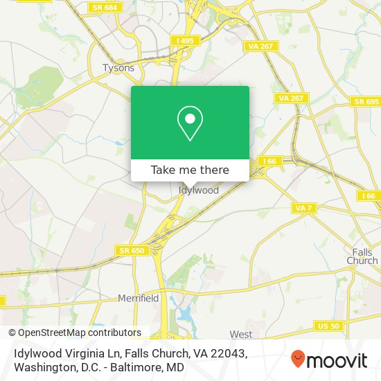 Mapa de Idylwood Virginia Ln, Falls Church, VA 22043