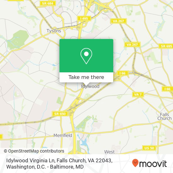 Idylwood Virginia Ln, Falls Church, VA 22043 map