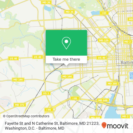 Mapa de Fayette St and N Catherine St, Baltimore, MD 21223