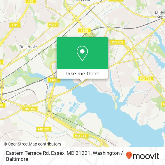 Mapa de Eastern Terrace Rd, Essex, MD 21221