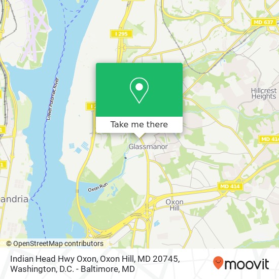 Mapa de Indian Head Hwy Oxon, Oxon Hill, MD 20745