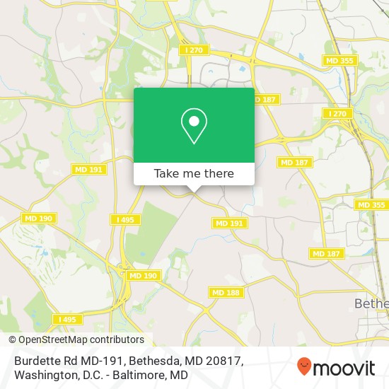 Burdette Rd MD-191, Bethesda, MD 20817 map