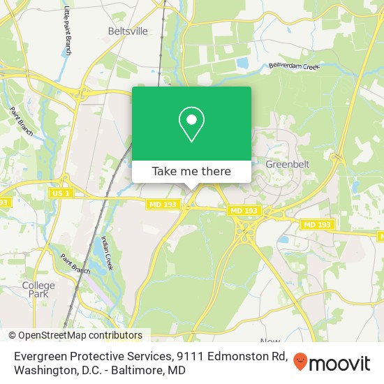 Mapa de Evergreen Protective Services, 9111 Edmonston Rd