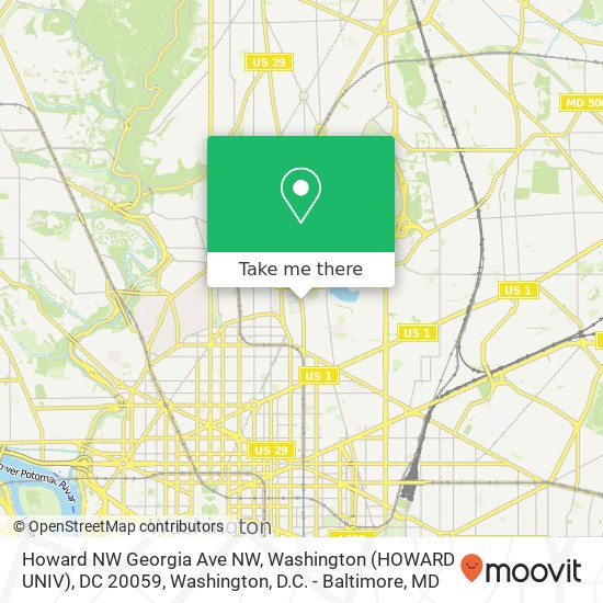 Mapa de Howard NW Georgia Ave NW, Washington (HOWARD UNIV), DC 20059