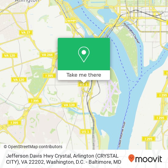Mapa de Jefferson Davis Hwy Crystal, Arlington (CRYSTAL CITY), VA 22202