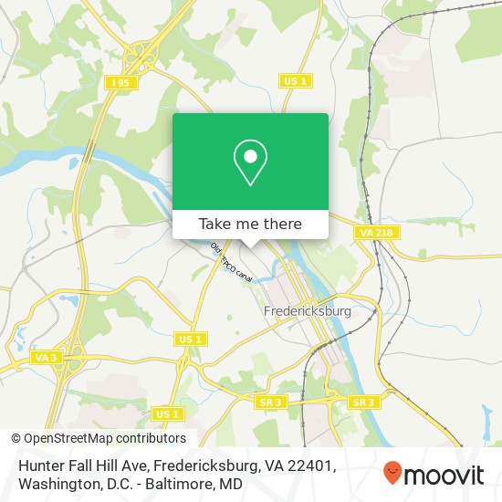 Mapa de Hunter Fall Hill Ave, Fredericksburg, VA 22401