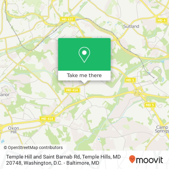 Mapa de Temple Hill and Saint Barnab Rd, Temple Hills, MD 20748