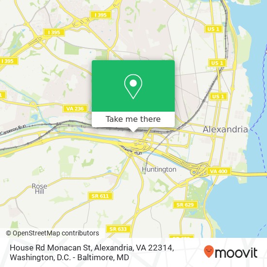 Mapa de House Rd Monacan St, Alexandria, VA 22314