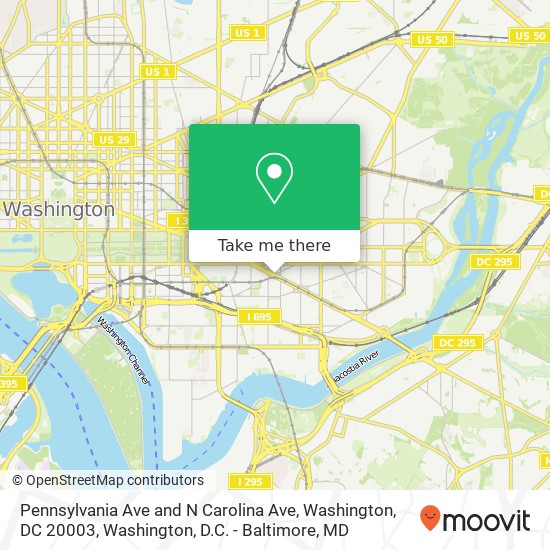 Mapa de Pennsylvania Ave and N Carolina Ave, Washington, DC 20003