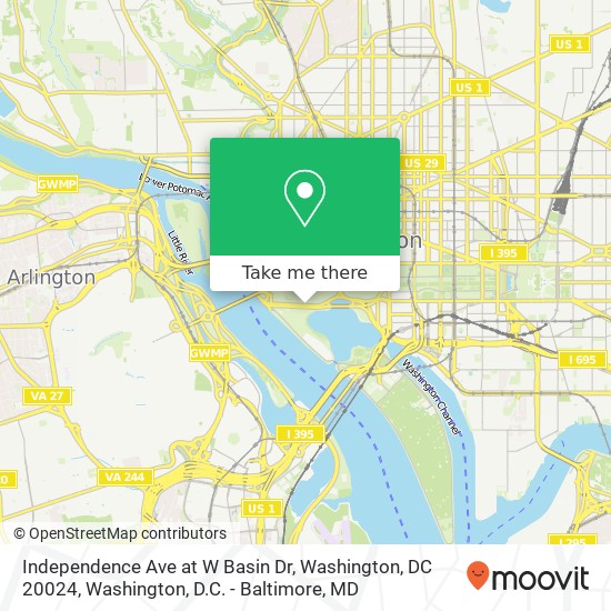 Independence Ave at W Basin Dr, Washington, DC 20024 map