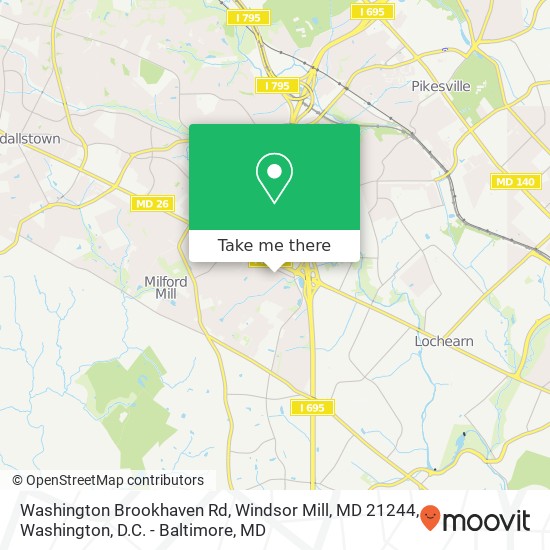 Washington Brookhaven Rd, Windsor Mill, MD 21244 map