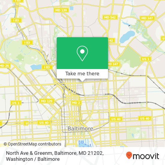 Mapa de North Ave & Greenm, Baltimore, MD 21202