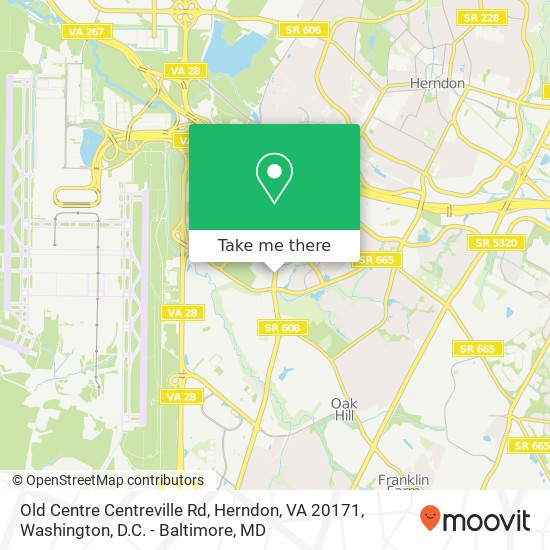 Mapa de Old Centre Centreville Rd, Herndon, VA 20171