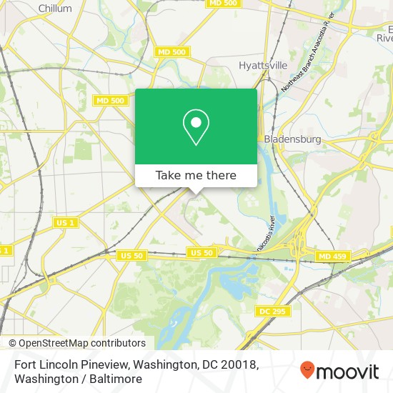 Mapa de Fort Lincoln Pineview, Washington, DC 20018