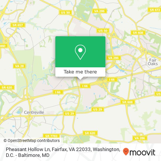 Mapa de Pheasant Hollow Ln, Fairfax, VA 22033