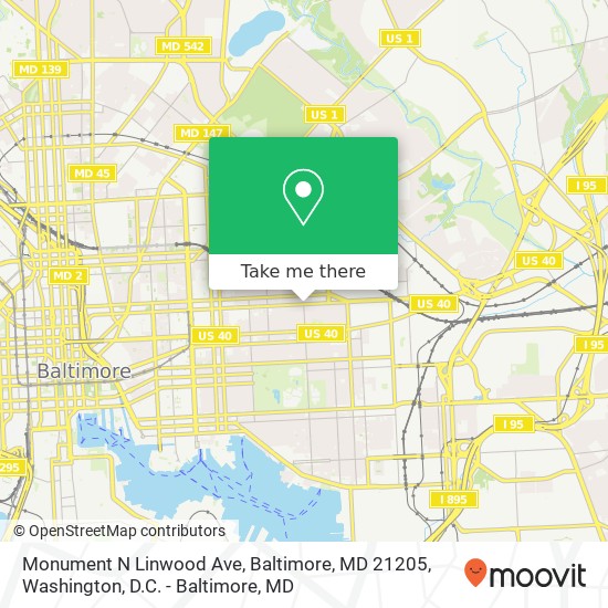Mapa de Monument N Linwood Ave, Baltimore, MD 21205