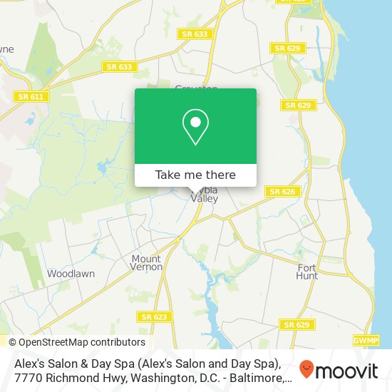 Mapa de Alex's Salon & Day Spa (Alex's Salon and Day Spa), 7770 Richmond Hwy