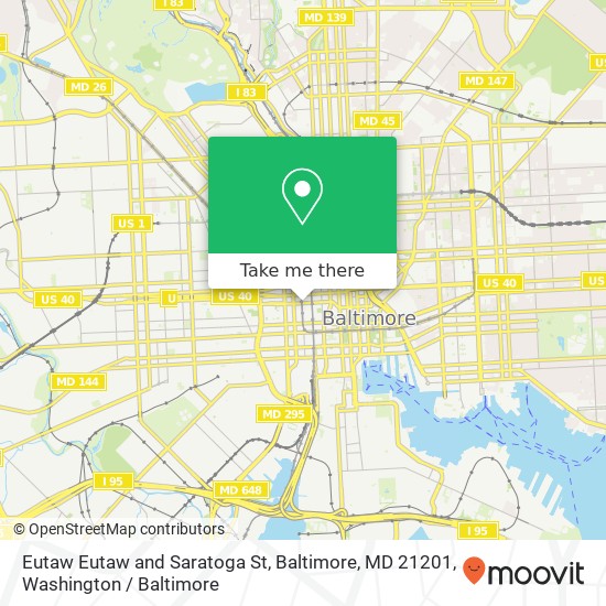 Mapa de Eutaw Eutaw and Saratoga St, Baltimore, MD 21201