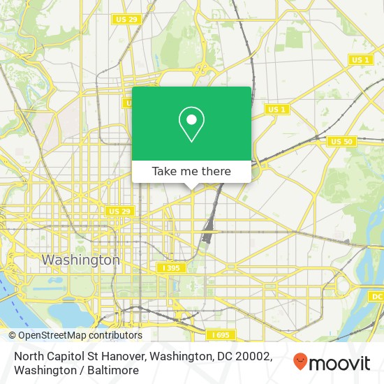 Mapa de North Capitol St Hanover, Washington, DC 20002