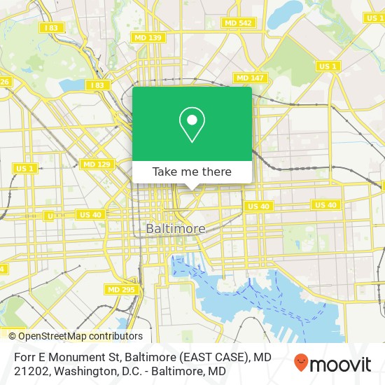 Mapa de Forr E Monument St, Baltimore (EAST CASE), MD 21202