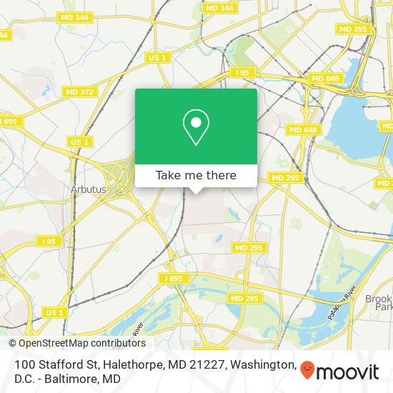 Mapa de 100 Stafford St, Halethorpe, MD 21227