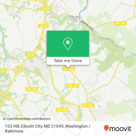 Mapa de 103 Hill, Ellicott City, MD 21043