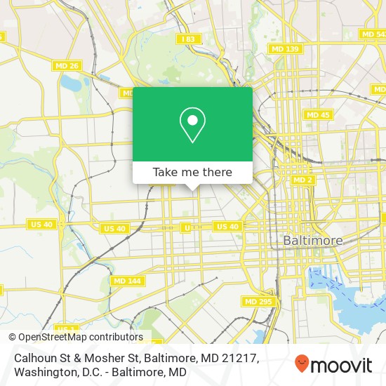 Calhoun St & Mosher St, Baltimore, MD 21217 map