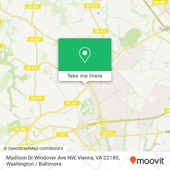 Mapa de Madison Dr Windover Ave NW, Vienna, VA 22180