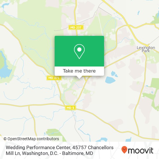 Mapa de Wedding Performance Center, 45757 Chancellors Mill Ln